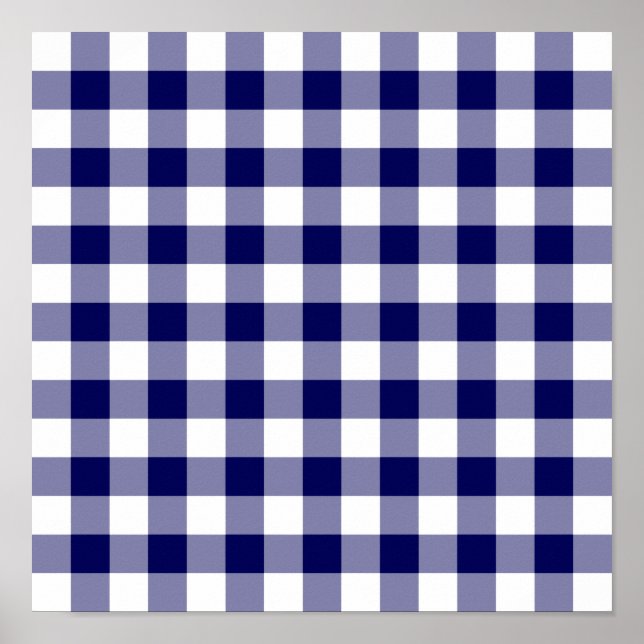 Affiche Motif carreaux gingham bleu marine et blanc (Devant)