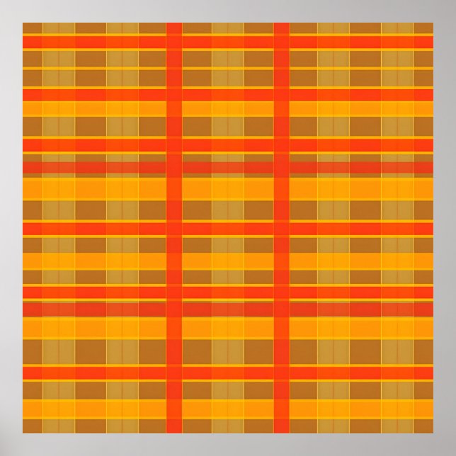 Affiche Motif carreaux rouge orange rétro (Devant)