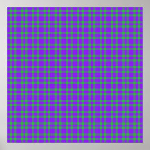 Affiche Motif carreaux vert et violet