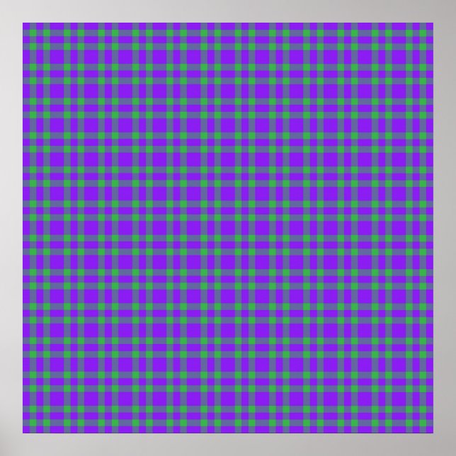 Affiche Motif carreaux vert et violet (Devant)