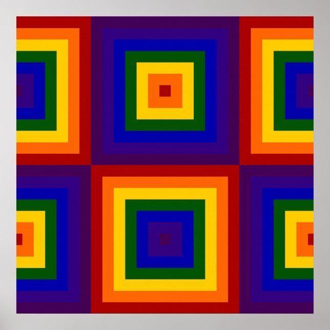 Affiche Motif Carrés Arc-en-ciel (Devant)