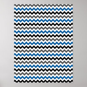 Affiche Motif Chevron Arrière - plan bleu gris noir blanc