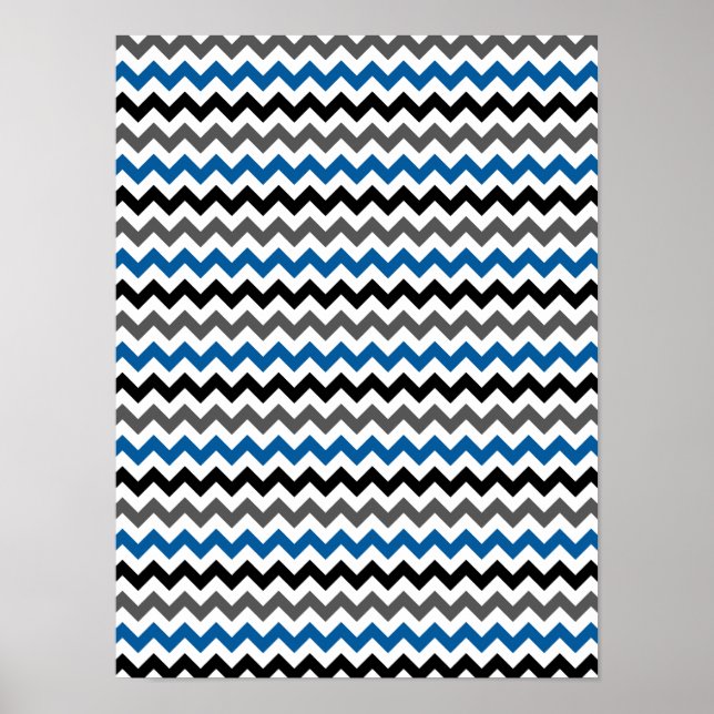Affiche Motif Chevron Arrière - plan bleu gris noir blanc (Devant)