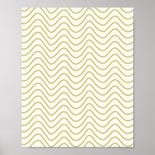Affiche Motif Chevron Lime Green sur Crème White Zigzag