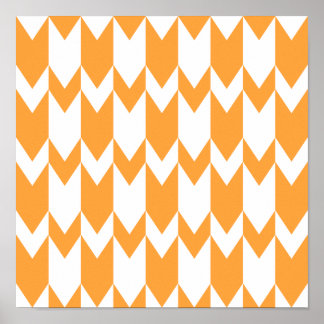 Affiche Motif Chevron orange et blanc.