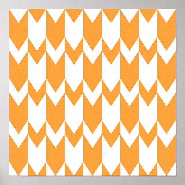 Affiche Motif Chevron orange et blanc. (Devant)