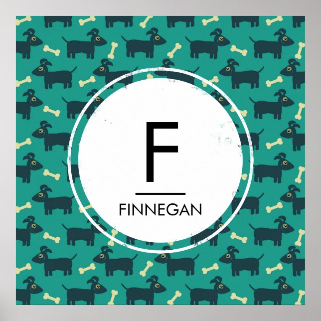 Affiche Motif chien mignon avec oreilles disquettes et mon (Devant)