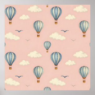 Affiche Motif ciel en montgolfière rêveuse