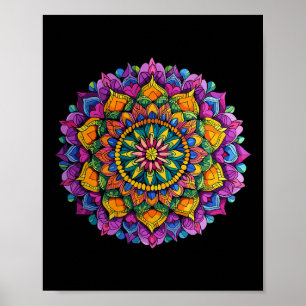 Affiche Motif circulaire vibrant floral mandala zen