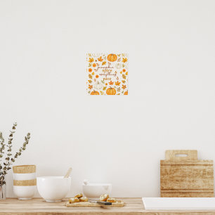 Affiche Motif Citrouille mignon   Thanksgiving