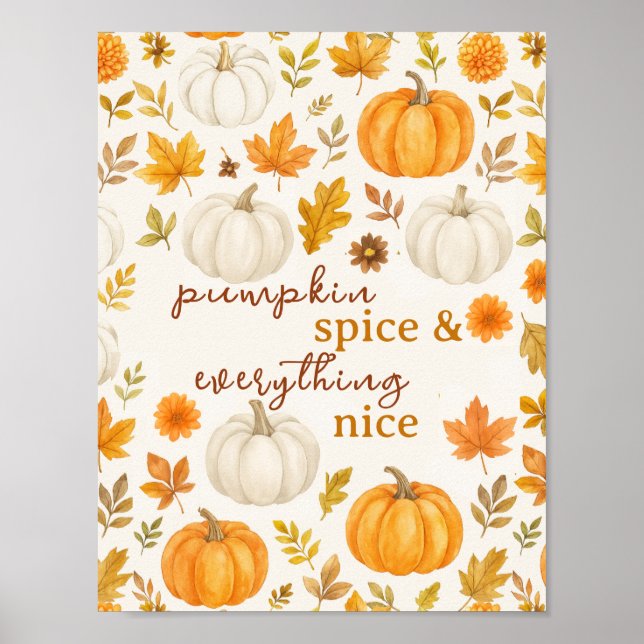 Affiche Motif Citrouille mignon | Thanksgiving (Devant)