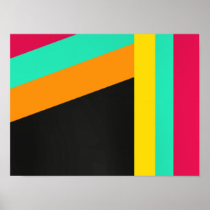 Affiche Motif coloré à rayures modernes