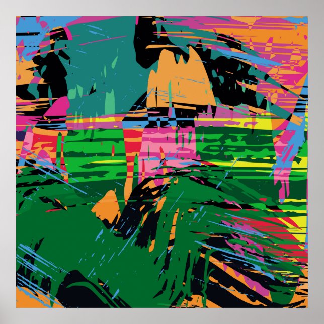 Affiche motif couleur Abstrait en style graffiti qualité v (Devant)