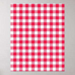 Affiche Motif Country Gingham Rouge Classique