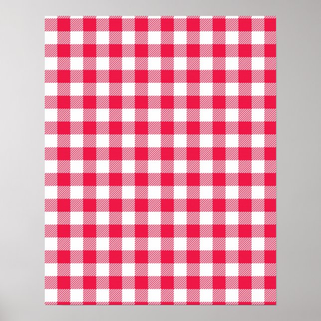 Affiche Motif Country Gingham Rouge Classique (Devant)