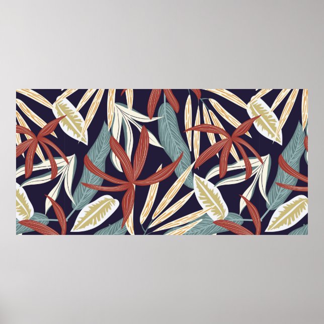 Affiche Motif créatif sans faille avec plantes tropicaux s (Devant)