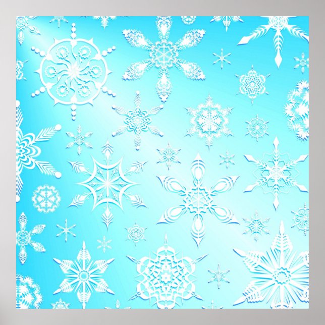 Affiche Motif Crystal Snowflakes (Devant)