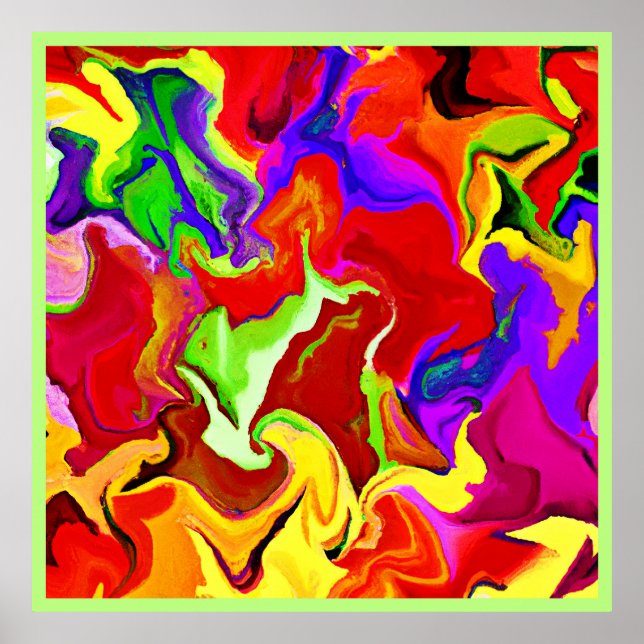 Affiche Motif d'abstractions colorées (Devant)