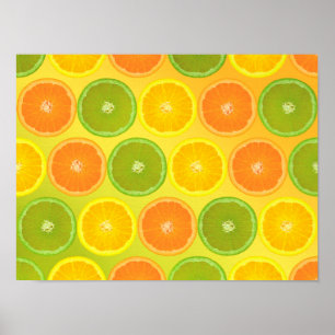 Affiche Motif d'agrumes...orange, citron vert et citron
