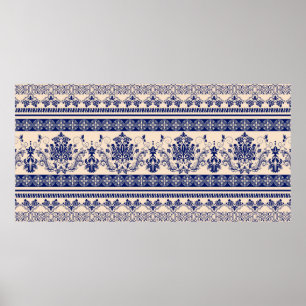 Affiche Motif damassé sans couture, papier peint classique