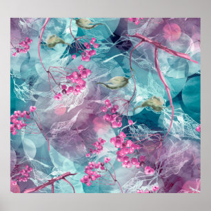 Affiche Motif d'aquarelle de la branche de Birch