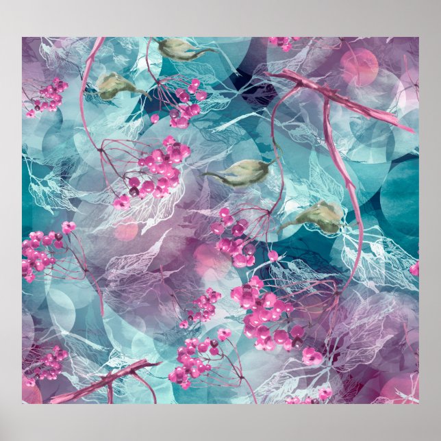 Affiche Motif d'aquarelle de la branche de Birch (Devant)