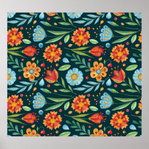 Affiche Motif d'aquarelle illustrée à la main