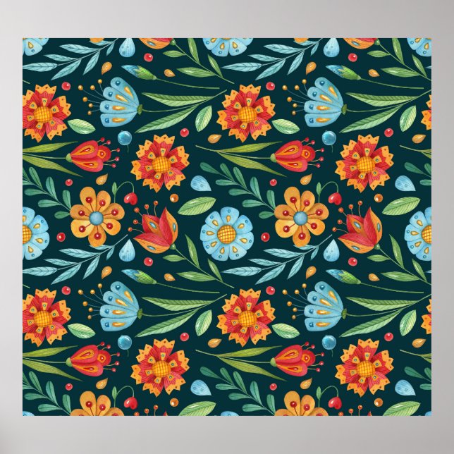 Affiche Motif d'aquarelle illustrée à la main (Devant)