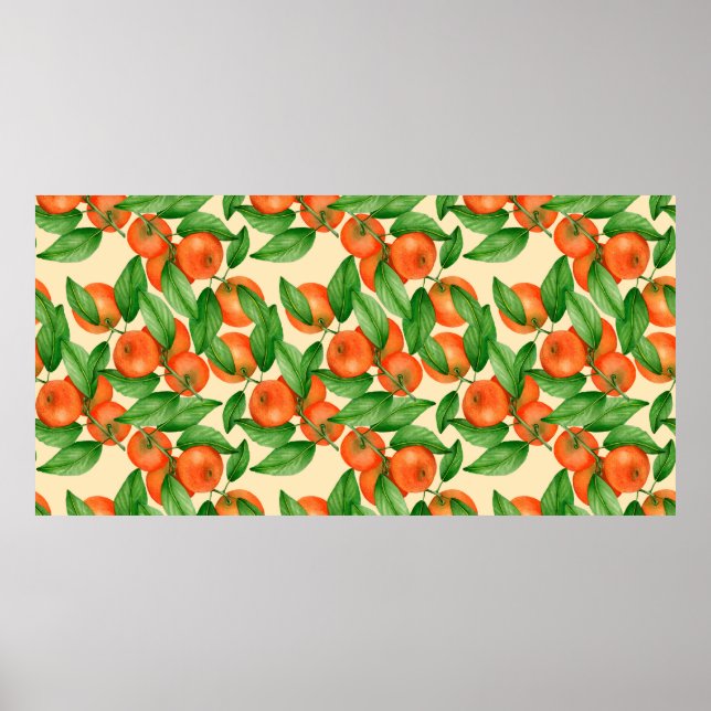 Affiche Motif d'aquarelle Tangerine (Devant)