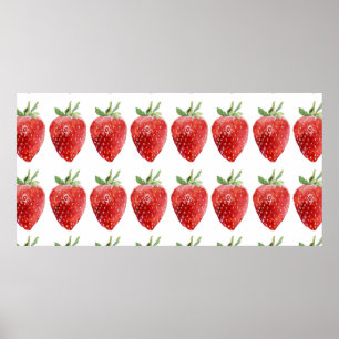 Affiche Motif d'aquarelle transparente avec fraises