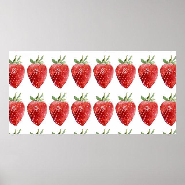 Affiche Motif d'aquarelle transparente avec fraises (Devant)