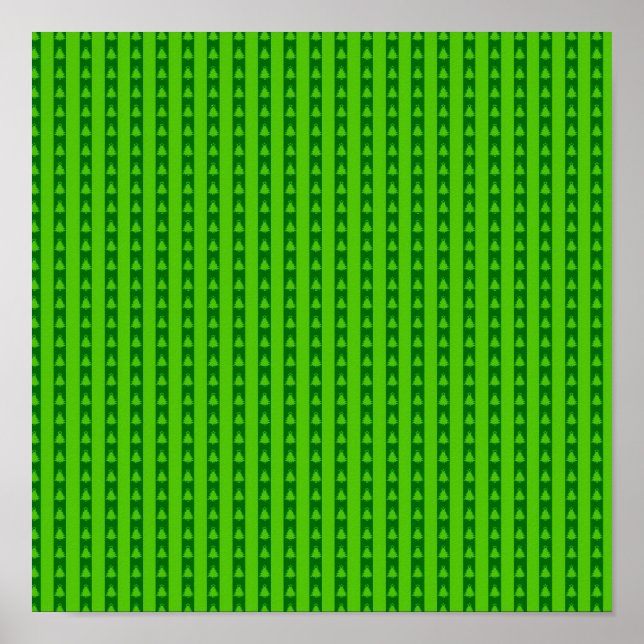 Affiche Motif d'arbre de Noël rayé vert (Devant)
