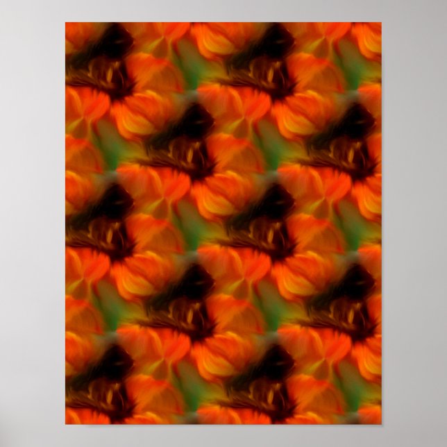 Affiche Motif D'Art Abstrait Orange Et Brown (Devant)