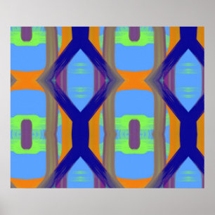 Affiche Motif d'art Customisé couleur bleu vert orange