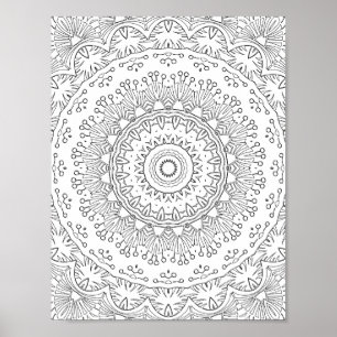 Affiche Motif d'art de page de coloriage de mandala en den