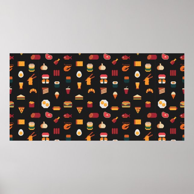 Affiche Motif d'art en pixel transparent, textures de tiss (Devant)