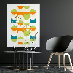 Affiche Motif d'art mosaïque abstrait chic en demi-cercles