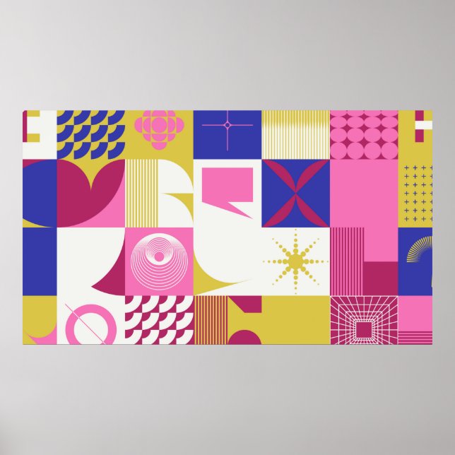 Affiche Motif d'art néo-moderniste réalisé avec g abstrait (Devant)