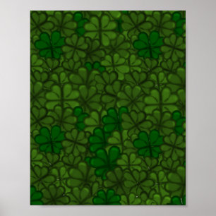 Affiche Motif d'art numérique Champ de Trèfles St Patrick