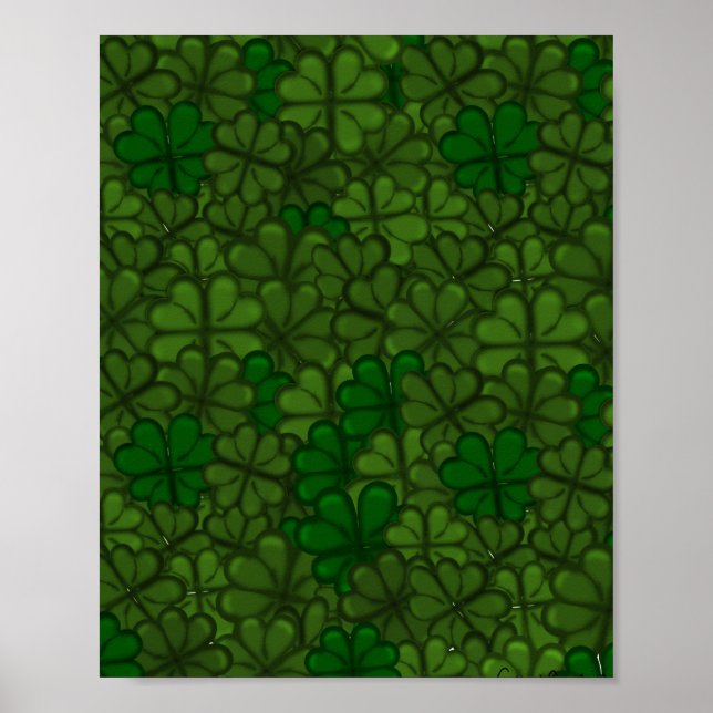 Affiche Motif d'art numérique Champ de Trèfles St Patrick (Devant)