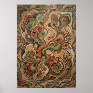 Affiche Motif d'art organique abstrait tourbillonnant psyc
