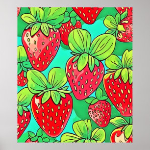 Affiche Motif d'art pop fraise