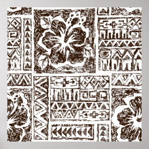 Affiche Motif d'art tribal tropical d'Hawaïen indigène