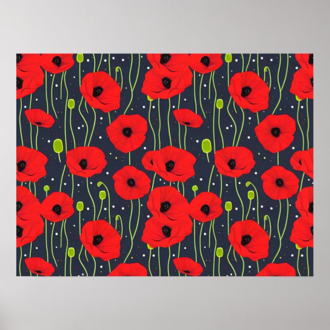 Affiche Motif d'art vibrant de coquelicots rouges modernes (Devant)