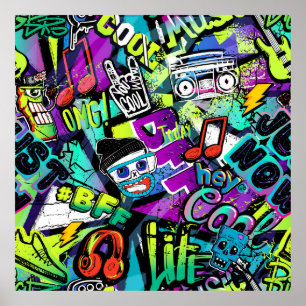 Affiche motif de bande dessinée sans soudure Abstrait. Rép