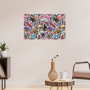 Affiche Motif de bandes dessinées du collège