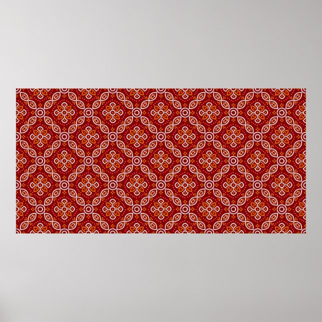 Affiche Motif de bandhani à patoda géométrique sans joint (Devant)