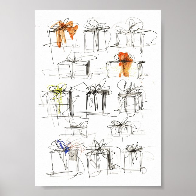 Affiche Motif de boîtes-cadeaux Abstraites (Devant)
