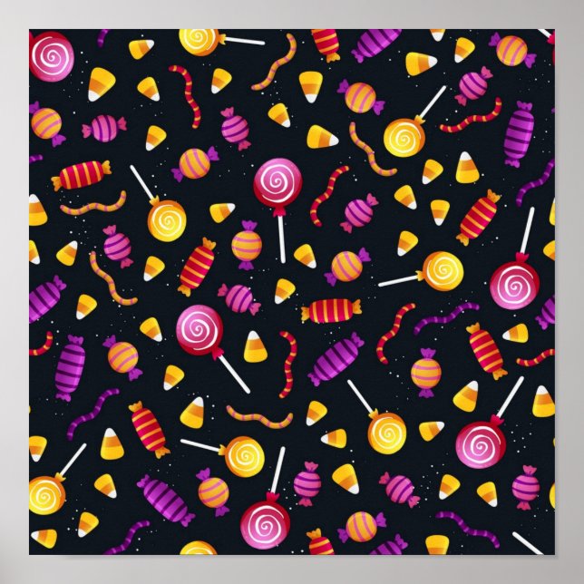 Affiche Motif de bonbons d'Halloween (Devant)