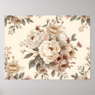 Affiche Motif de bouquet floral vintage romantique